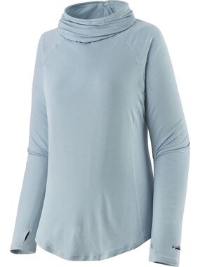 Patagonia Tropic Comfort Natural Shirt Light Blue Women's Cowl Neck Long-Sleeve